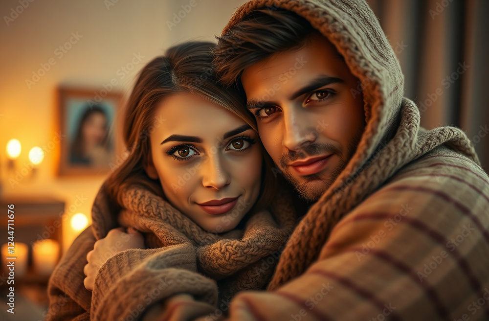 A man and woman are warmly embracing each other A man and woman are warmly embracing each other