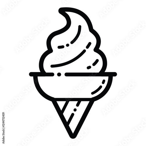 Soft Serve Ice Cream Outline Icon Isolated On White Background