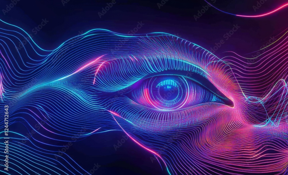 Fototapeta premium Cyberspace and digital perception. High-technology business segment. Artificial Neural Network. Big Data principle. Shares in emerging technology. 3D illustration