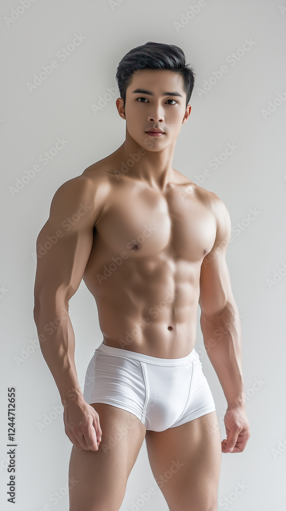 Fototapeta premium Hot Male Model in Sexy White Underwear