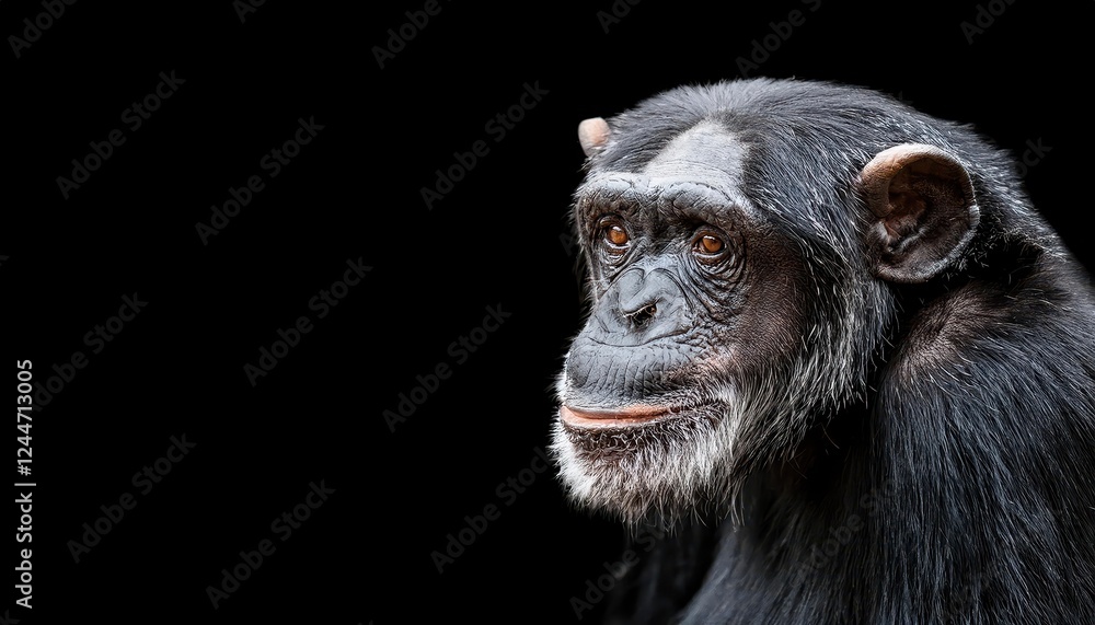 Striking Portrait of a Majestic Chimpanzee in High Contrast Black and White, Showcasing the Power and Dignity of this Primatid King Striking Portrait of a Majestic Chimpanzee in High Contrast Black and White, Showcasing the Power and Dignity of this Primatid King