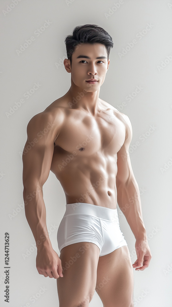 Fototapeta premium Hot Male Model in Sexy White Underwear