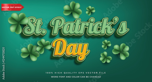 Editable patrick day text effect 3d style