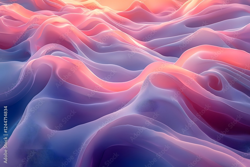 Obraz premium Vibrant 5G Abstract Design with Overlapping Transparent Waves and Subtle Gradients