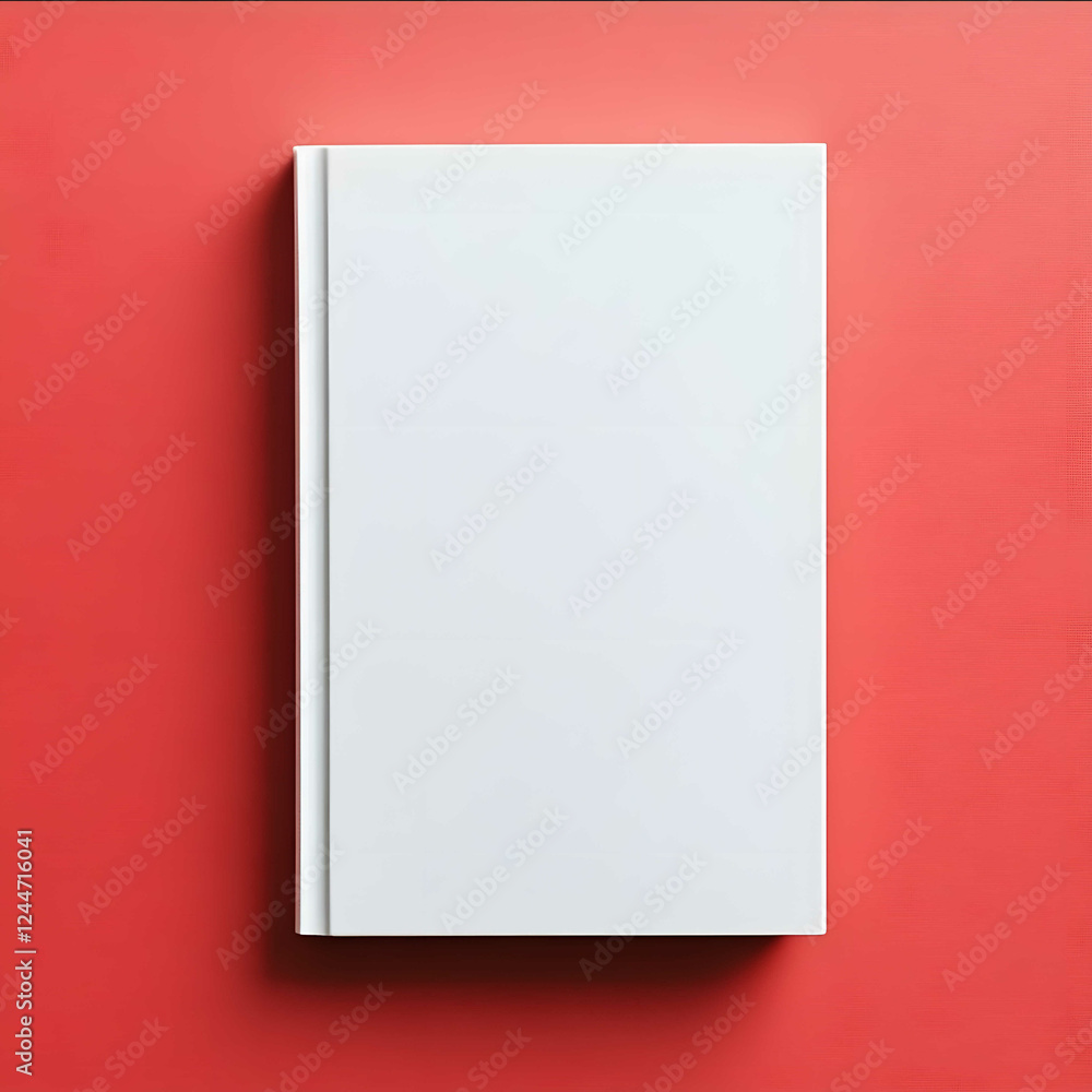 The layout of the book with a white cover on a light delicate red background top view The layout of the book with a white cover on a light delicate red background top view