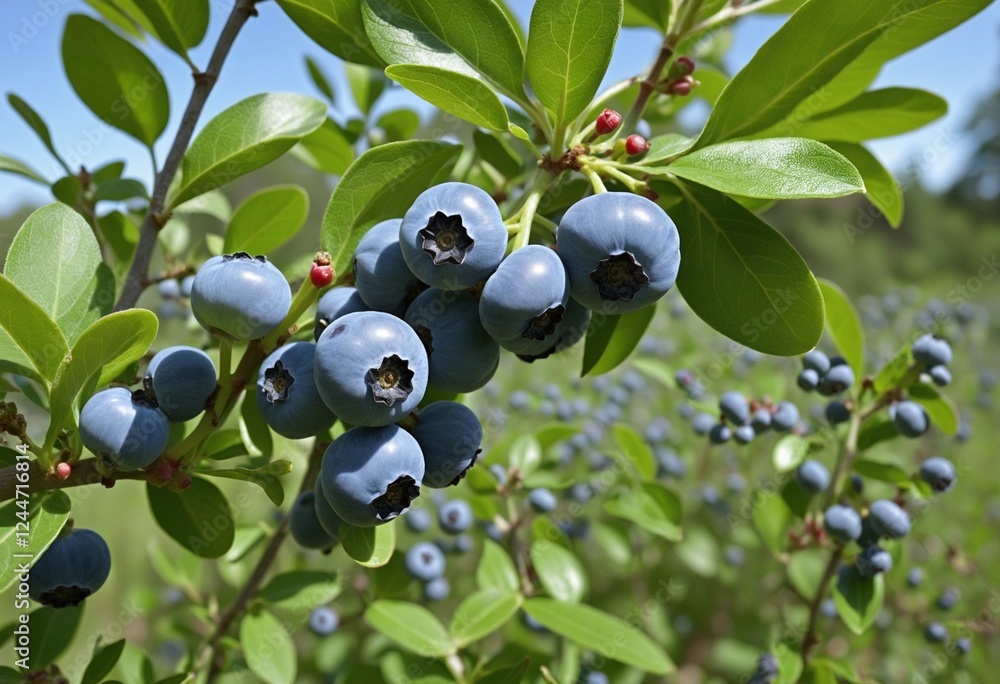Organic Northern Blueberry Harvest on Eco-Friendly Farm Organic Northern Blueberry Harvest on Eco-Friendly Farm