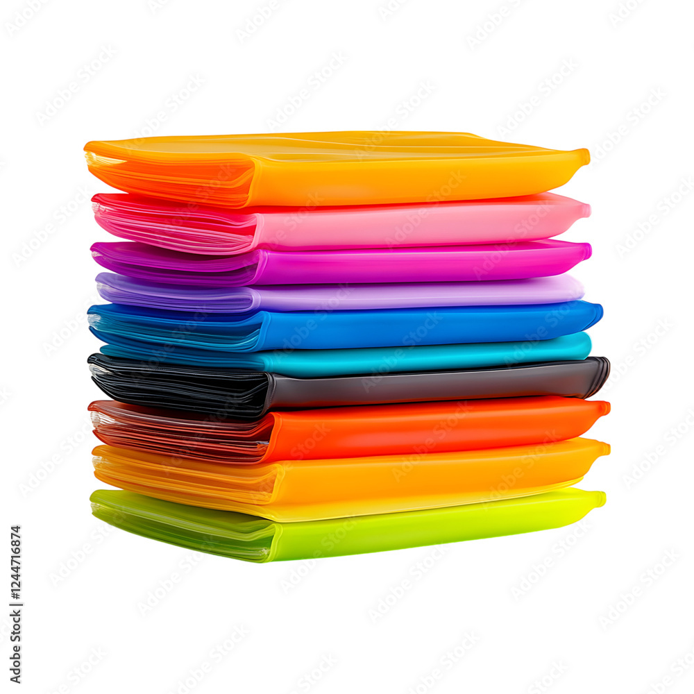 Colorful Notebooks Stack Isolated on Transparent Background Colorful Notebooks Stack Isolated on Transparent Background