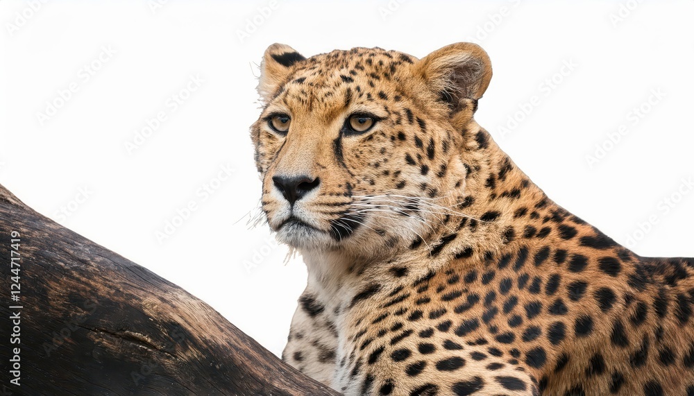 Fototapeta premium Striking Encounter African Leopard and Cheetah Basking in the Glow of a Vibrant Savannah Sunset, Against the Backdrop of the Endless African Plains.