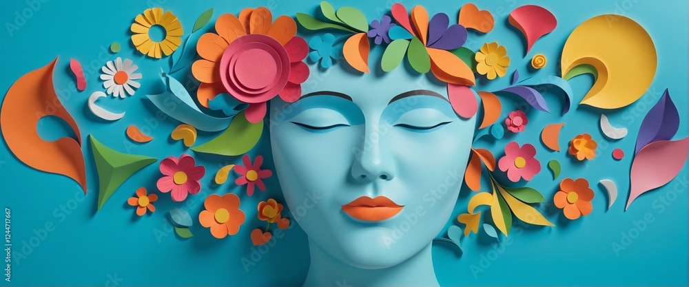 Naklejka premium Embracing Mental Wellness: A Creative Representation of Self-Care and Harmony
