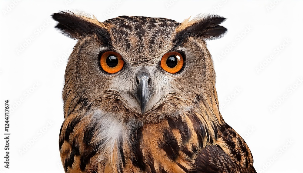 Fototapeta premium Striking Owl Illustration Art Detailed PNG Showcasing a Majestic Nocturnal Creature Amidst a Mystical Forest Setting at Dusk, Ideal for Digital Art, Home Decor, or Design Inspiration