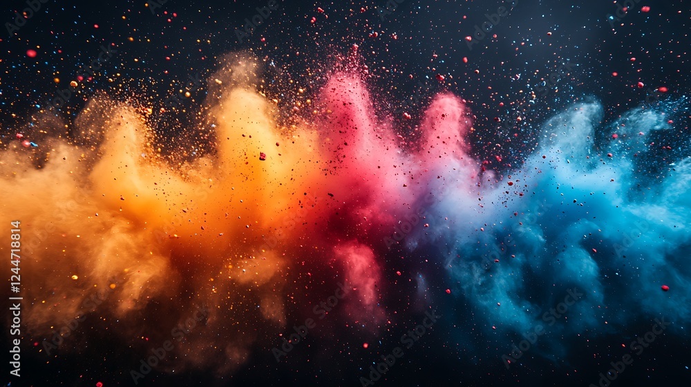 Naklejka premium Vibrant Color Powder Explosion Abstract Art Background