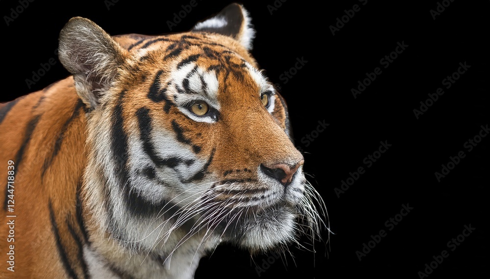 Fototapeta premium Majestic Bengal Tiger Stalking Through Lush Jungle, Vibrant Greens and Oranges Contrast with the Powerful Predators Intense Gazes, Capturing the Wild Beauty of the Indian Subcontinent.