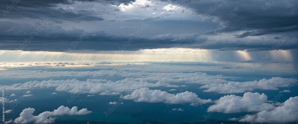 Obraz premium Dramatic Cloudscape: A Stunning Blue-Gray Sky Background for Summer Landscapes