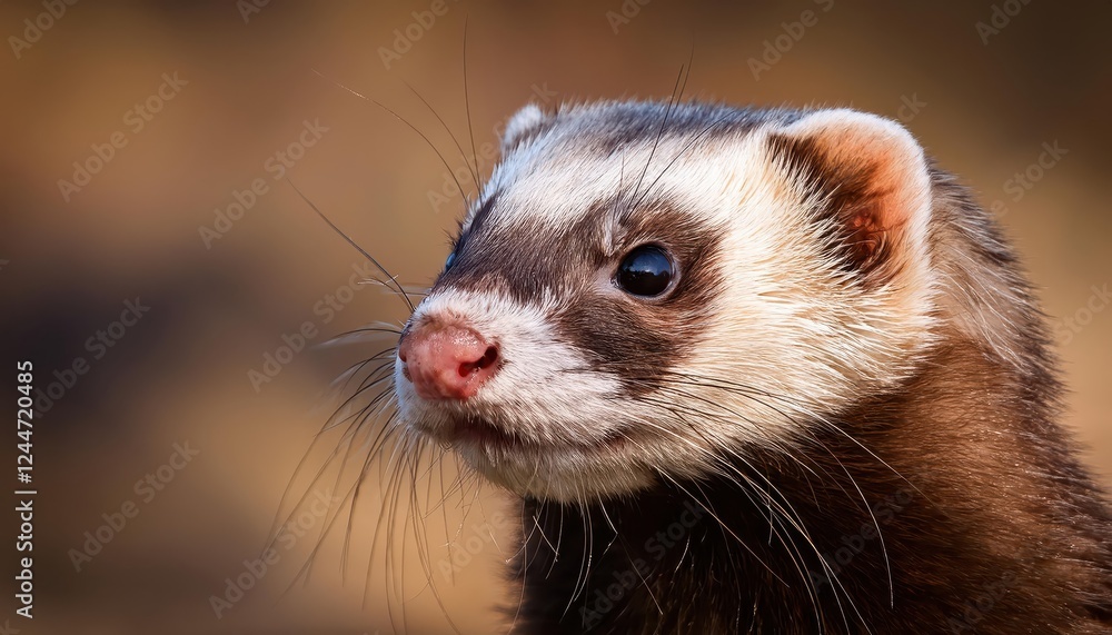 Striking CloseUp of a Polecats Intense Eyes, Set Against a Winter Forest Backdrop, Showcasing Fur Texture and Natural Beauty in High Definition. Striking CloseUp of a Polecats Intense Eyes, Set Against a Winter Forest Backdrop, Showcasing Fur Texture and Natural Beauty in High Definition.
