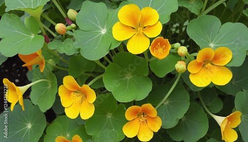 Vibrant Tropaeolum majus: A Colorful Highlight in Summer Gardens photo