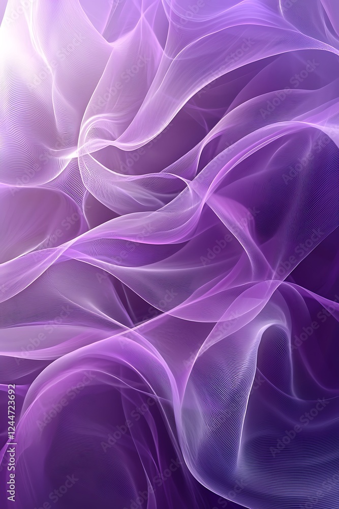 Obraz premium Abstract wave digital background in soothing lavender, providing a modern and tranquil backdrop for creative projects.