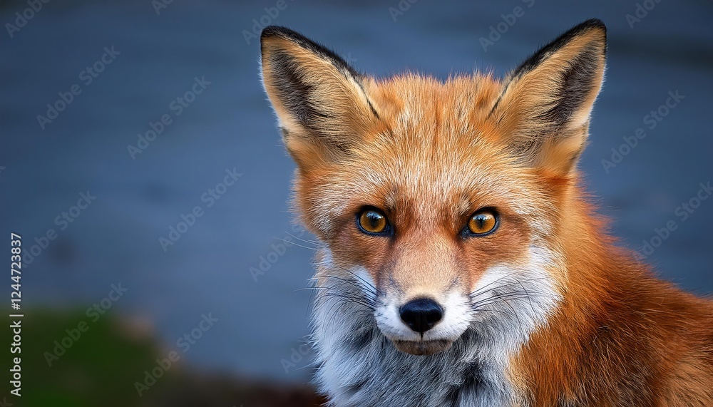 Fototapeta premium Vivid and Majestic Red Fox Amidst Winters Blush A Frosty Forest Scene with Glowing Coat and Piercing Eyes, Capturing the Mystery and Grace of the Wild.