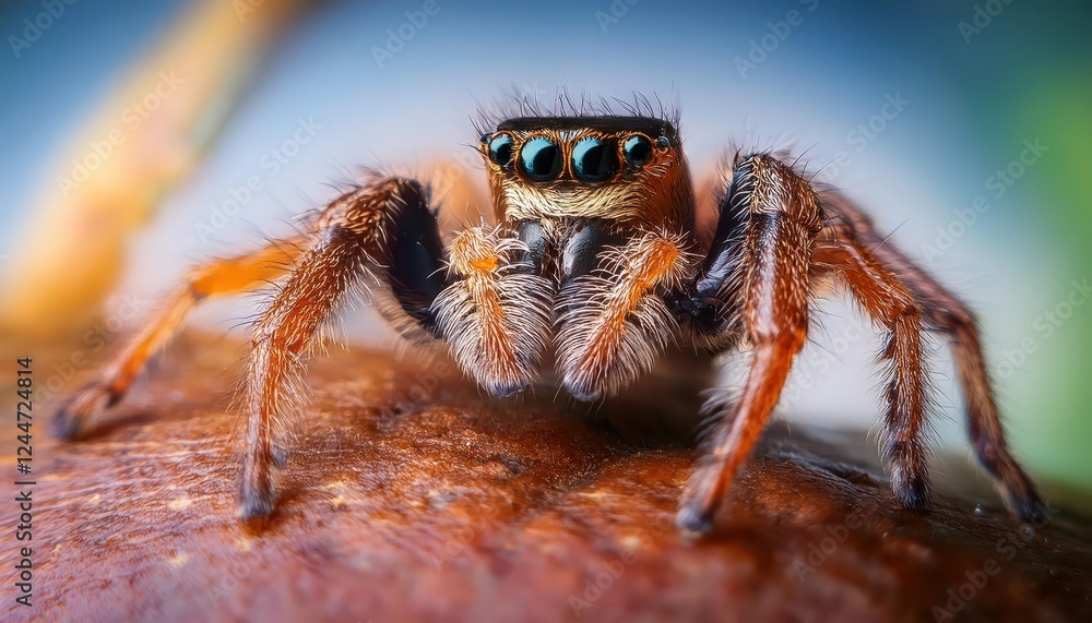 Striking Portrait of a Tiny Spider in its Natural Habitat A CloseUp Encounter with Natures Delicate Mystery Amidst the WebWoven Masterpiece, Depicting an Intimate Scene in the Forest Undergrowth. Striking Portrait of a Tiny Spider in its Natural Habitat A CloseUp Encounter with Natures Delicate Mystery Amidst the WebWoven Masterpiece, Depicting an Intimate Scene in the Forest Undergrowth.