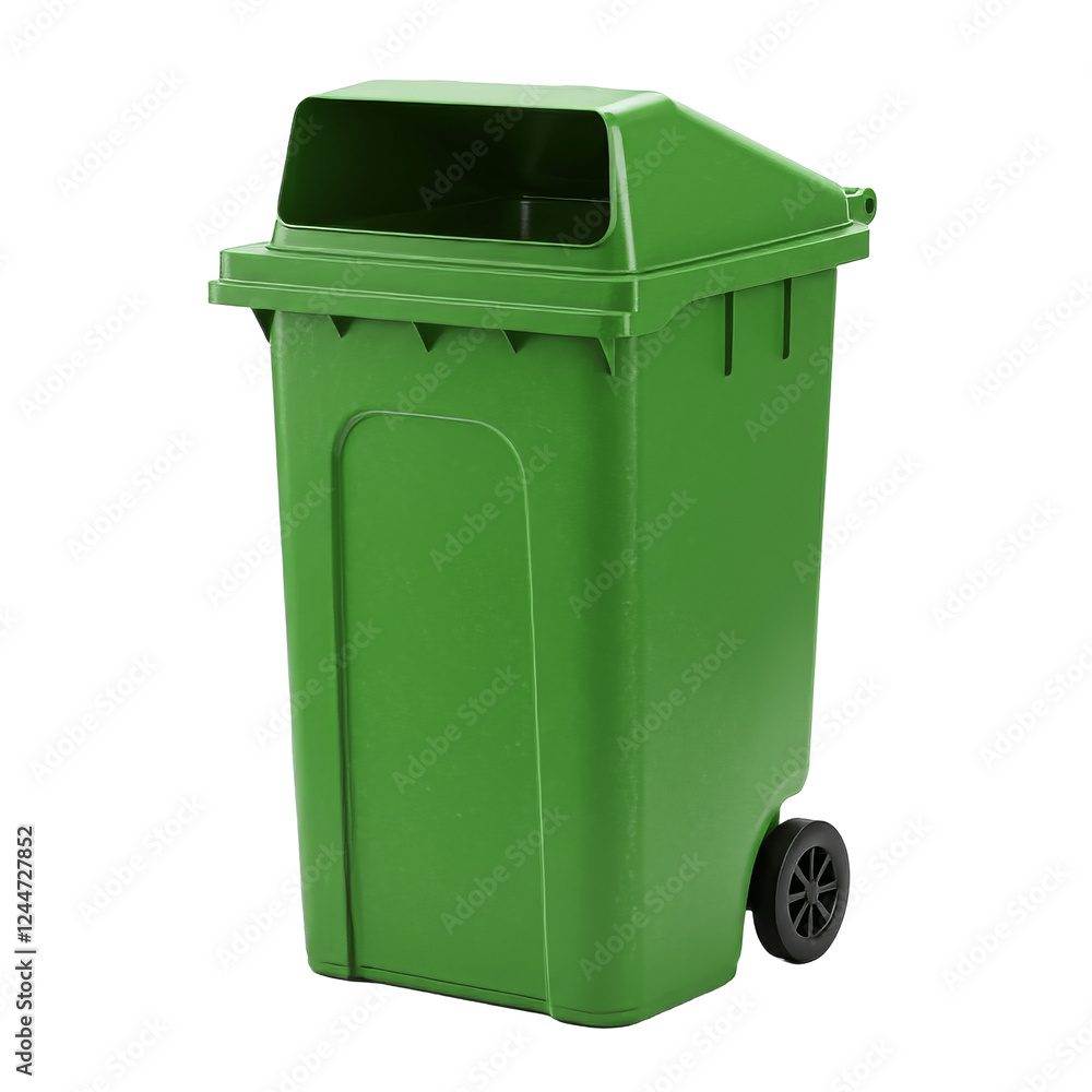 Green Trash Bin Isolated on White Green Trash Bin Isolated on White