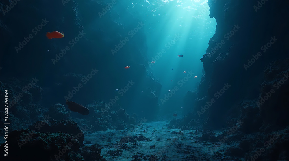 Fototapeta premium underwater scene with coral reef and diver