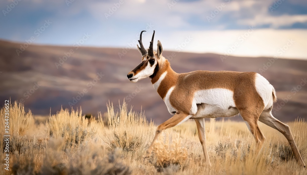 Striking Prong Horn Antelope Roaming in the Winter Wonderland of Northern Utah, Showcasing the Majesty of North American Wildlife amidst Snowy Landscape Striking Prong Horn Antelope Roaming in the Winter Wonderland of Northern Utah, Showcasing the Majesty of North American Wildlife amidst Snowy Landscape
