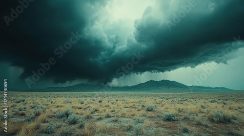 Desert Storm Cloudscape Dramatic sky over arid landscape photo