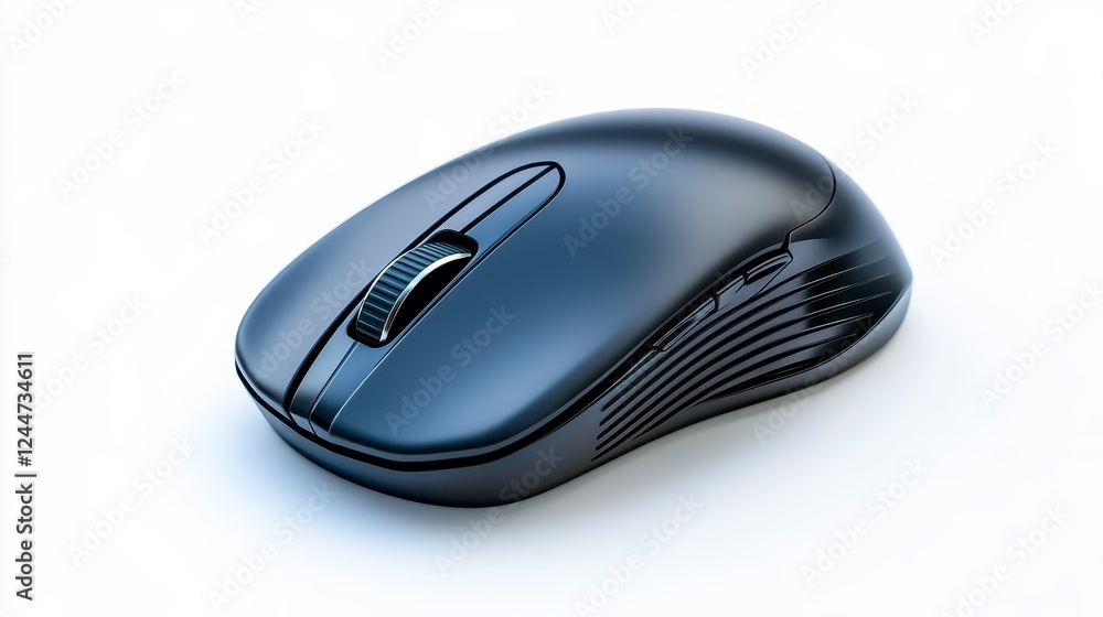 Sleek Black Wireless Computer Mouse On White Background Sleek Black Wireless Computer Mouse On White Background
