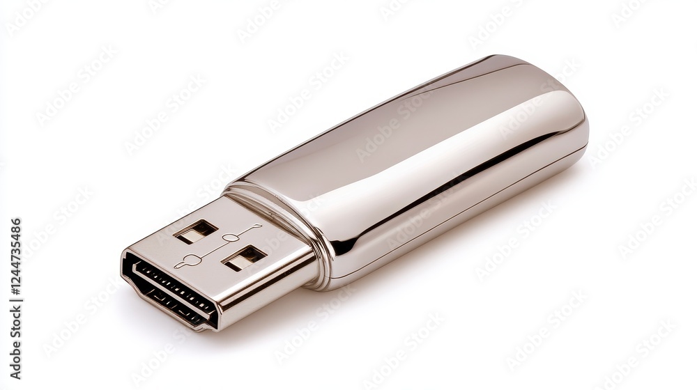Sleek Silver Usb Flash Drive On White Background Sleek Silver Usb Flash Drive On White Background