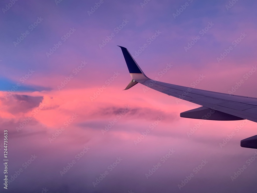 Fototapeta premium airplane in the sky at sunset