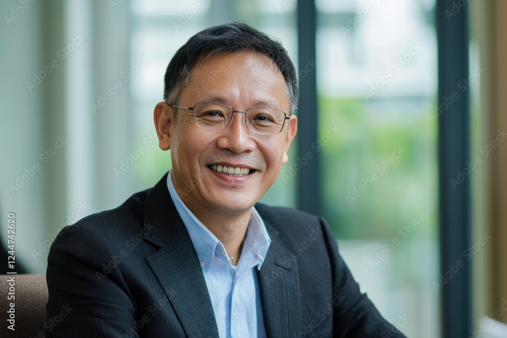 A Multi generational Asian business team in productive meeting, contemporary office A Multi generational Asian business team in productive meeting, contemporary office