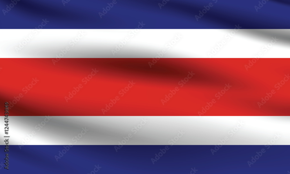 Obraz premium Costa Rica flag official colors and proportion digital vector illustration. Pleated flag.