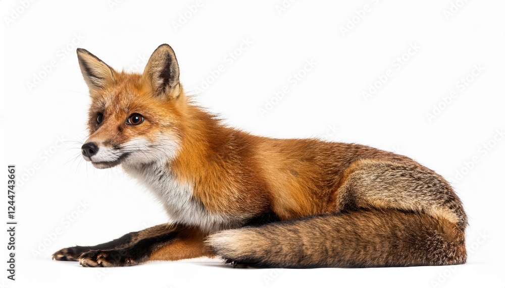 Vivid TwoYearOld Red Fox Caught in MidTurn Against Snowy White Background, Embracing the Wildernesss Majesty and Grace Vivid TwoYearOld Red Fox Caught in MidTurn Against Snowy White Background, Embracing the Wildernesss Majesty and Grace