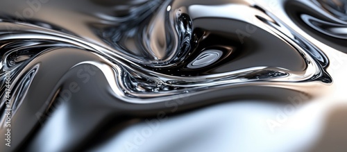 Wallpaper Mural Liquid Chrome Abstract: Swirling Metallic Texture Torontodigital.ca