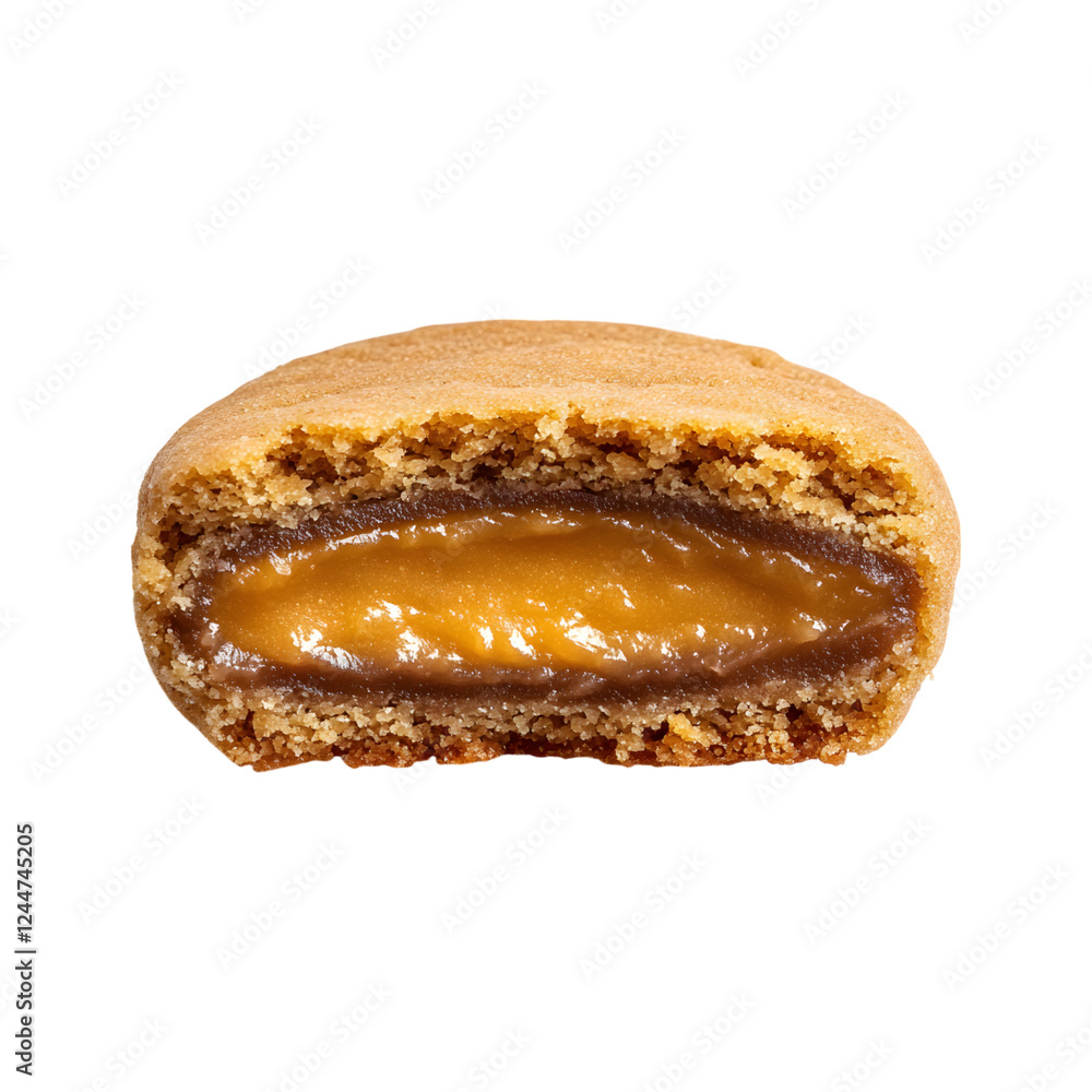 Bite-Sized Cookie with Crisp Edges and Gooey Peanut Butter Filling Isolated on Transparent Background Bite-Sized Cookie with Crisp Edges and Gooey Peanut Butter Filling Isolated on Transparent Background