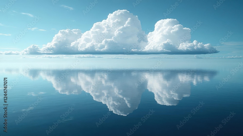 Peaceful Cloudscape Reflected in Calm Blue Water Peaceful Cloudscape Reflected in Calm Blue Water
