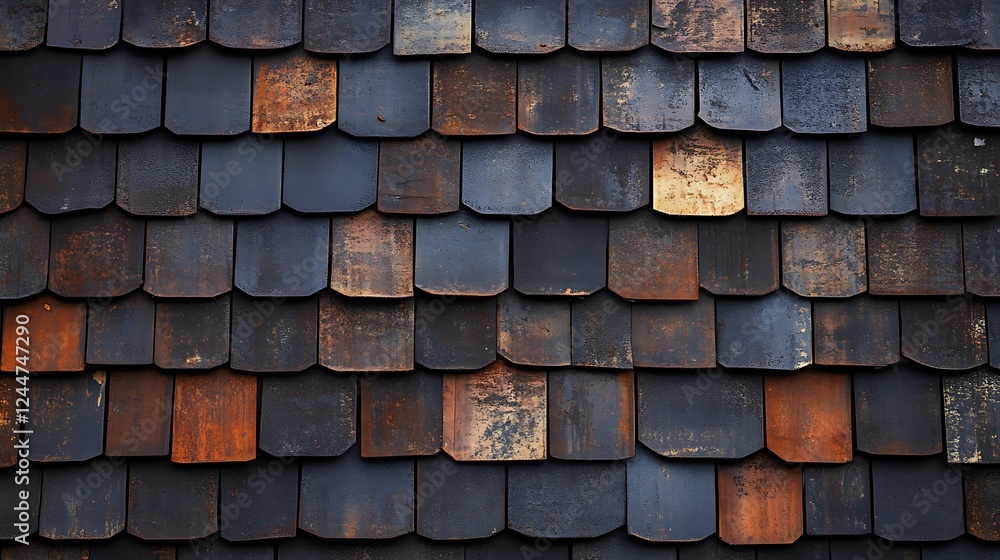 Rustic Roof Tiles: A Textured Tapestry of Dark and Earthy Hues Rustic Roof Tiles: A Textured Tapestry of Dark and Earthy Hues