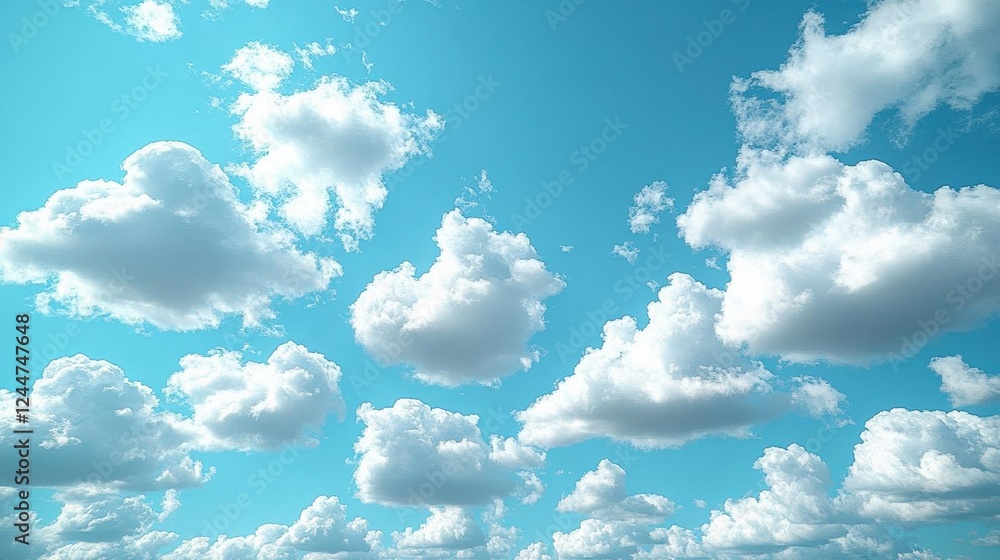 Bright Blue Sky with Fluffy White Clouds Bright Blue Sky with Fluffy White Clouds