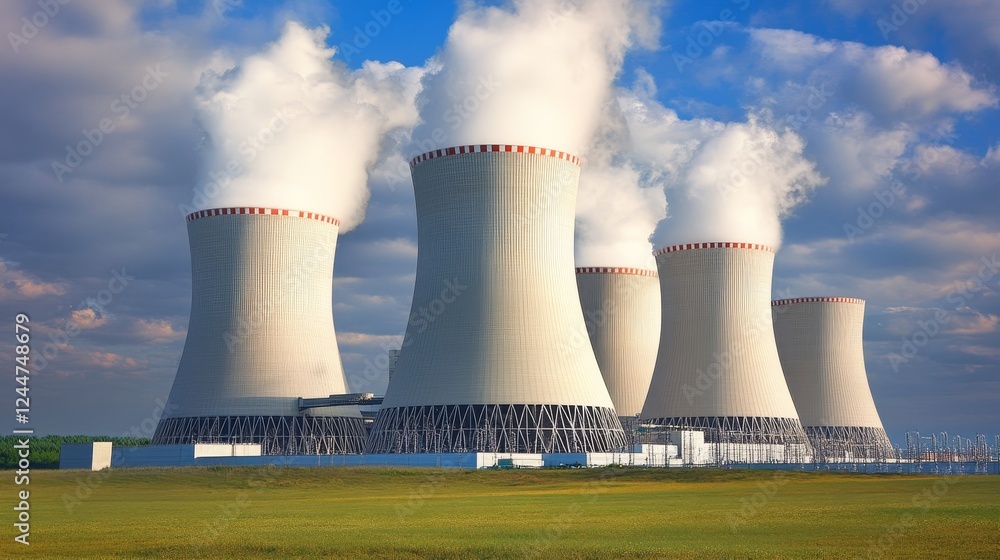The chimney of the power plant or facility releases smoke The chimney of the power plant or facility releases smoke