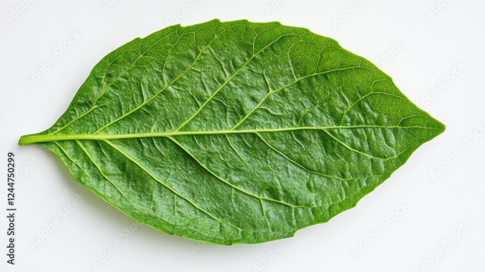 Obraz premium Vibrant Green Leaf on White Background
