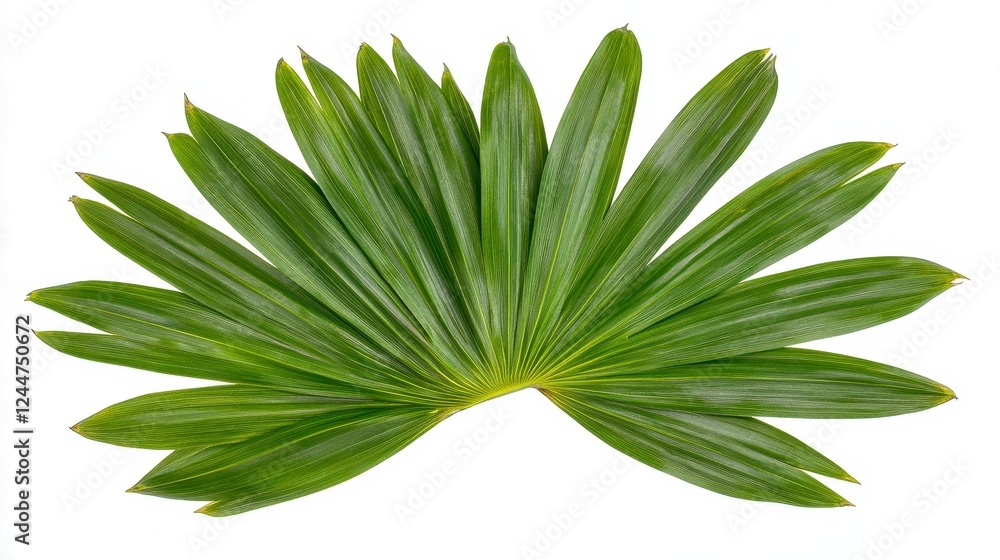 Fototapeta premium Vibrant Green Palm Frond Isolated on White Background