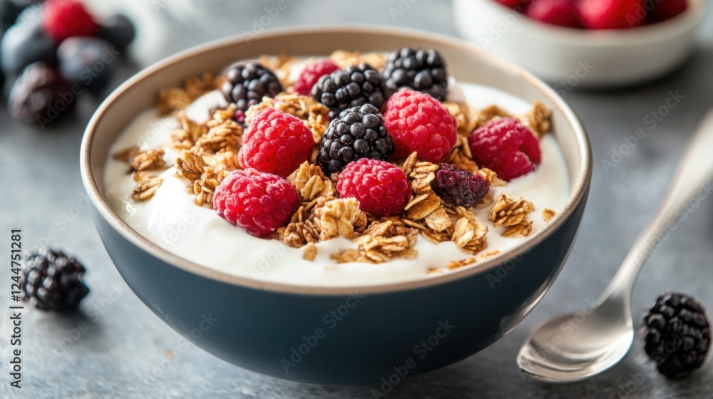 Yogurt Parfait with Berries and Granola: A delightful and healthy breakfast or snack. Yogurt Parfait with Berries and Granola: A delightful and healthy breakfast or snack.