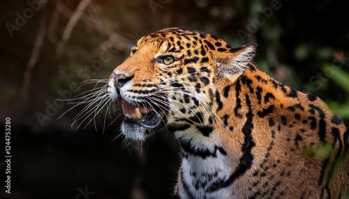 A Triumvirate of Majestic Felids Roaring Tiger, Leopard, and Jaguar in a Wildlife Thriller, Captured at Twilight amidst the Raw Beauty of the Savannah photo