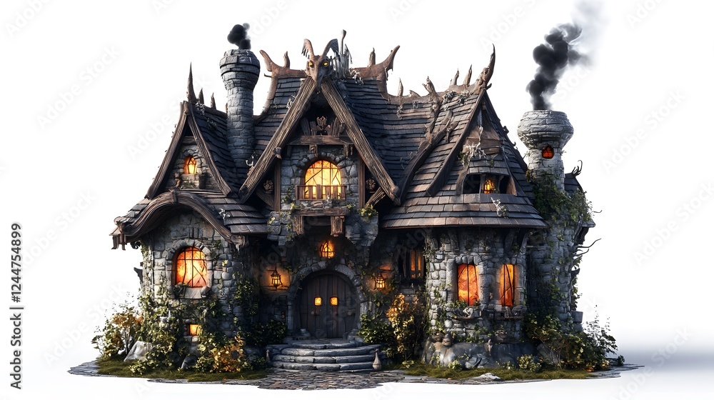 Fototapeta premium Fantasy Home Isolated In White Background