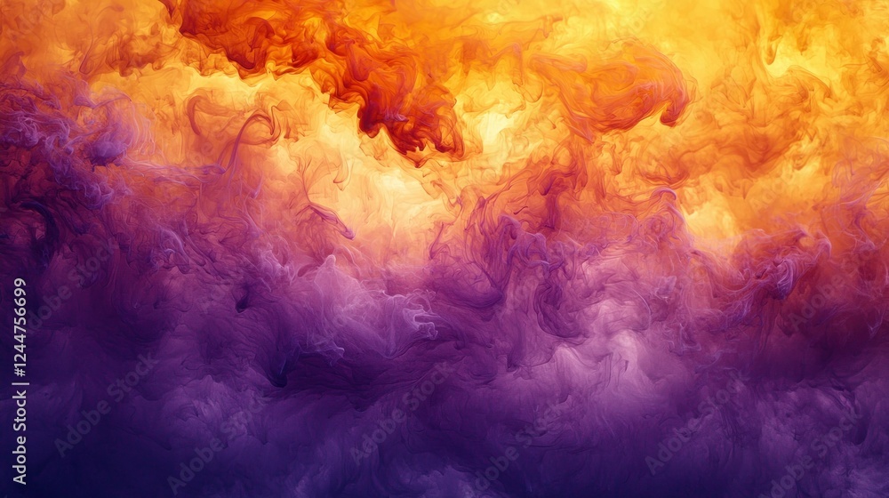 Obraz premium Abstract colorful cloud background with vibrant orange, purple, and yellow tones for creative projects, art, and design