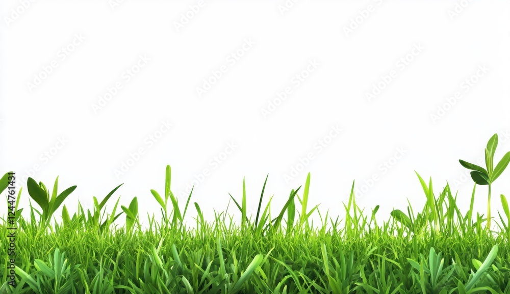 Fototapeta premium Vibrant Green Grass Border: A lush, vibrant border of fresh green grass against a clean background, perfect for adding a touch of nature to your designs. 