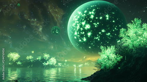 enchanted emerald hued exoplanet photo