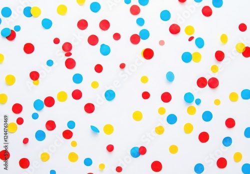 Colorful confetti: A cheerful scattering of red, yellow, and blue confetti dots against a clean background. The vibrant colors and random arrangement add a festive touch to any celebration or project.
