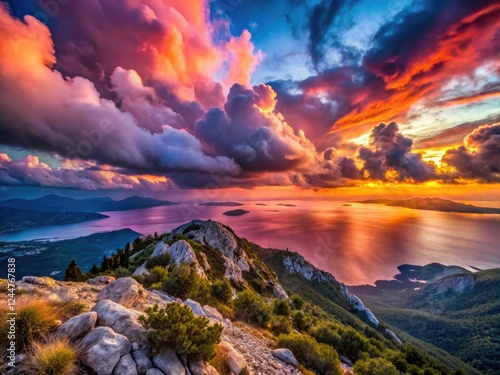 Biokovo's peaks pierce surreal skies; dancing clouds drift over the Adriatic, a breathtaking timelapse.