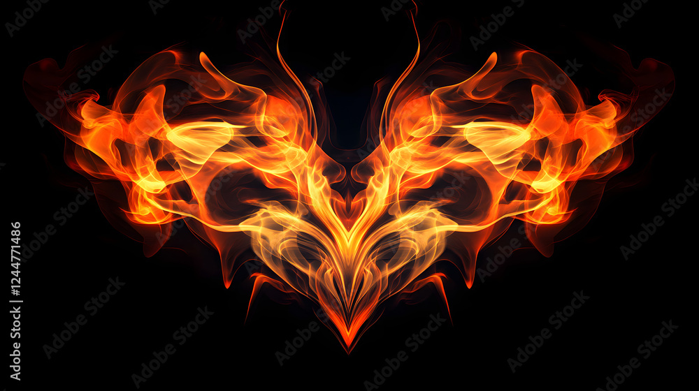 Fototapeta premium Luminous Flame Heart Pattern with Intense Warm Colors