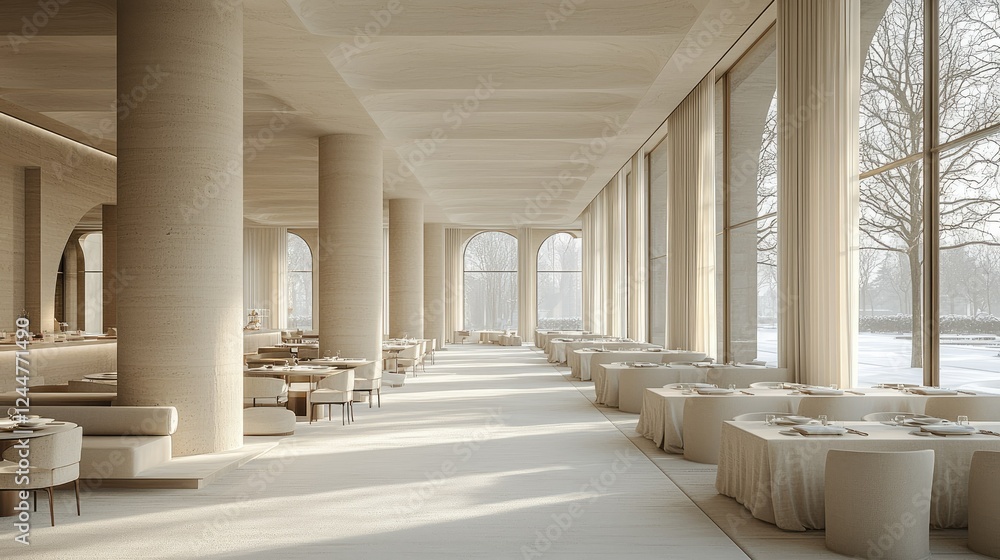 Obraz premium Modern Minimalist Restaurant Interior Design